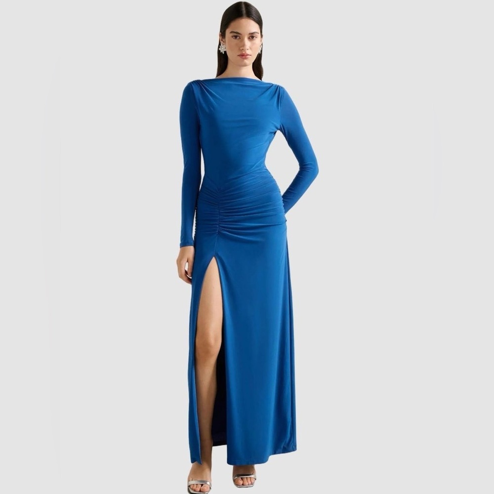 Forever New Cobalt Blue Long-Sleeve Ruched Maxi Dress